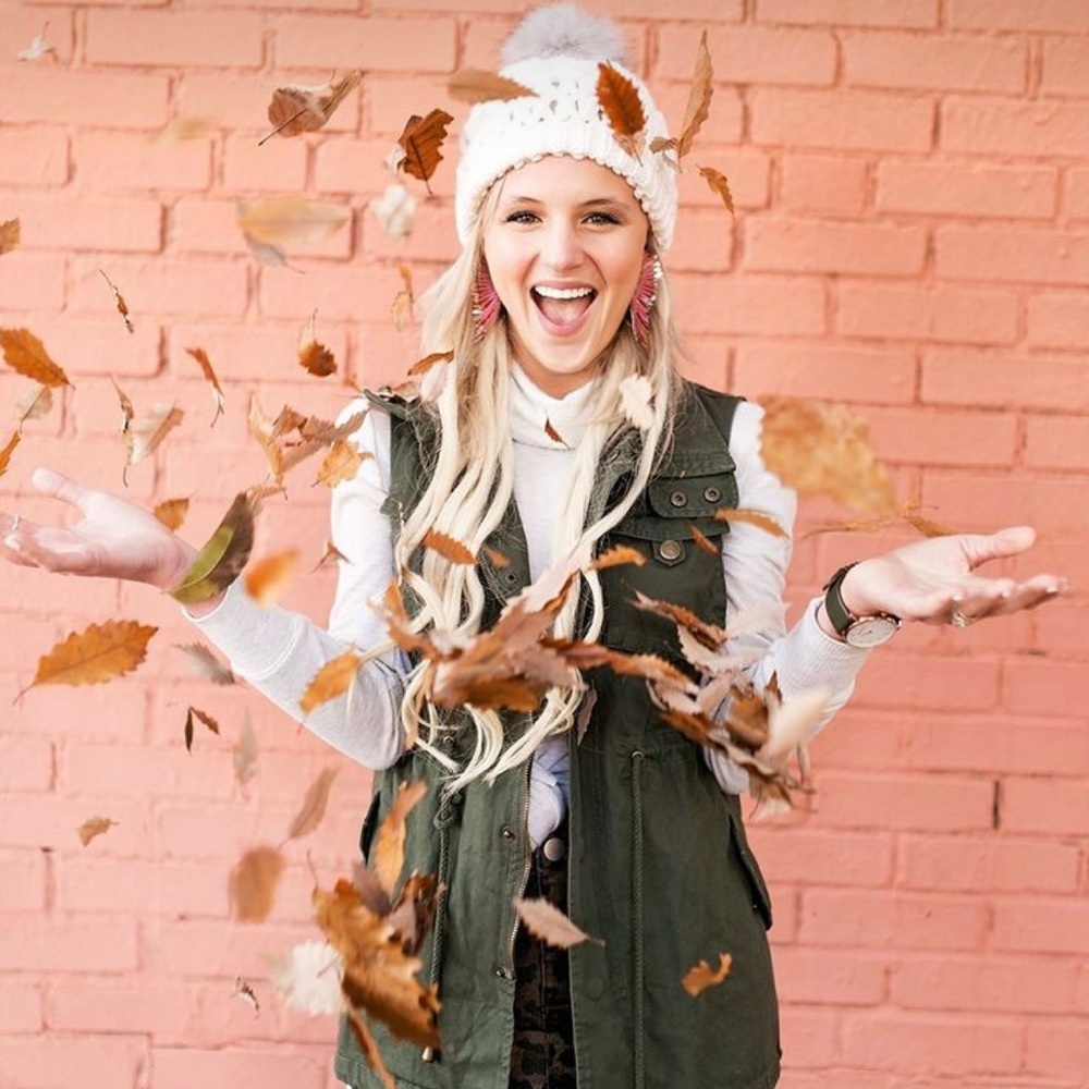 Bishop + young olive green military vest.